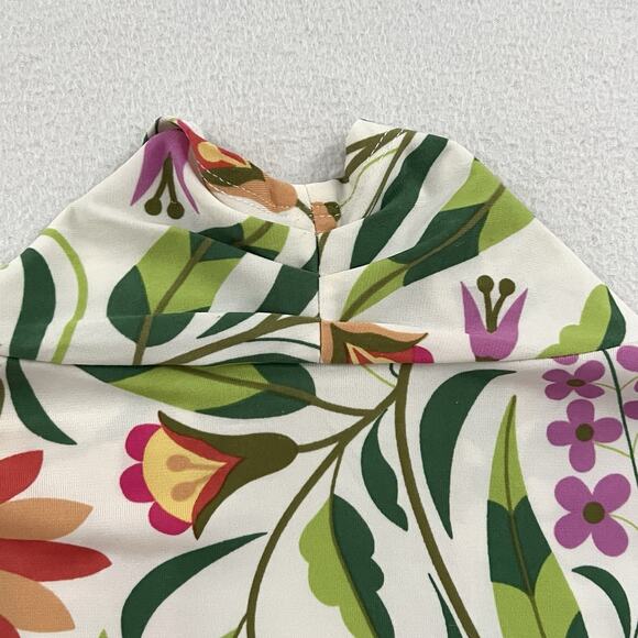 Bob Mackie Wearable Art Folk Floral Print Green Open Cardigan Kimono Jacket M - Picture 9 of 10